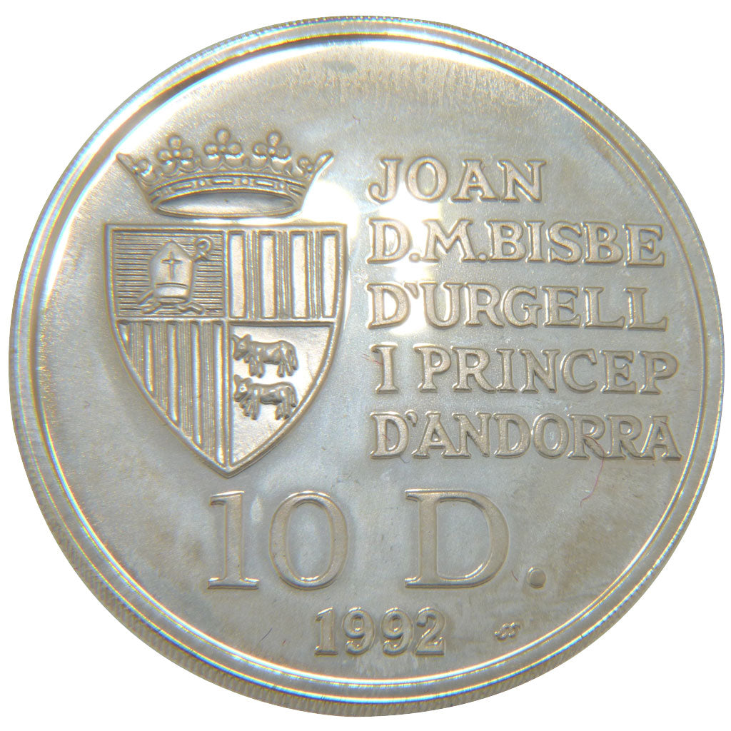 ANDORRA, 10 Diners, 1992, KM #78, MS(65-70), Silver, 38.7, 31.30