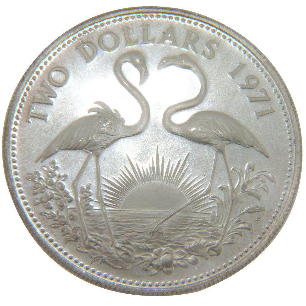 BAHAMAS, 2 Dollars, 1971, Franklin Mint, KM #23, MS(65-70), Silver, 40, 29.50