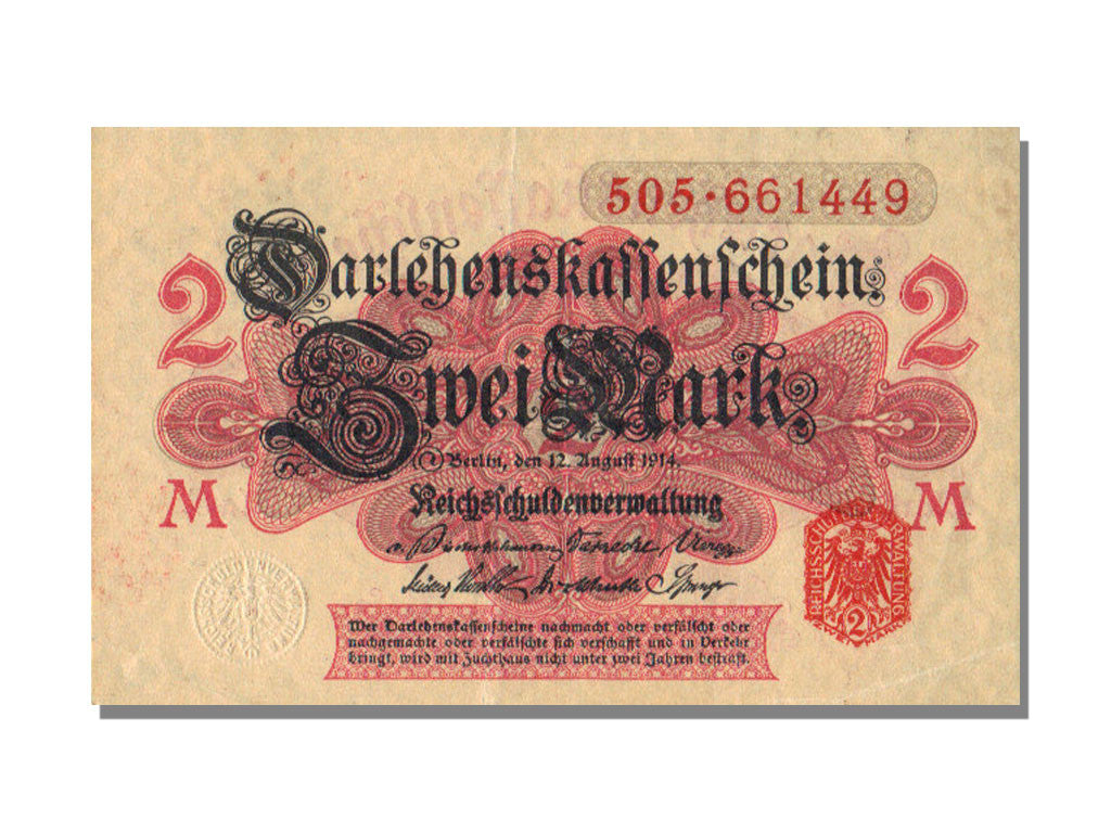 Banknote, Germany, 2 Mark, 1914, 1914-08-12, AU(55-58)