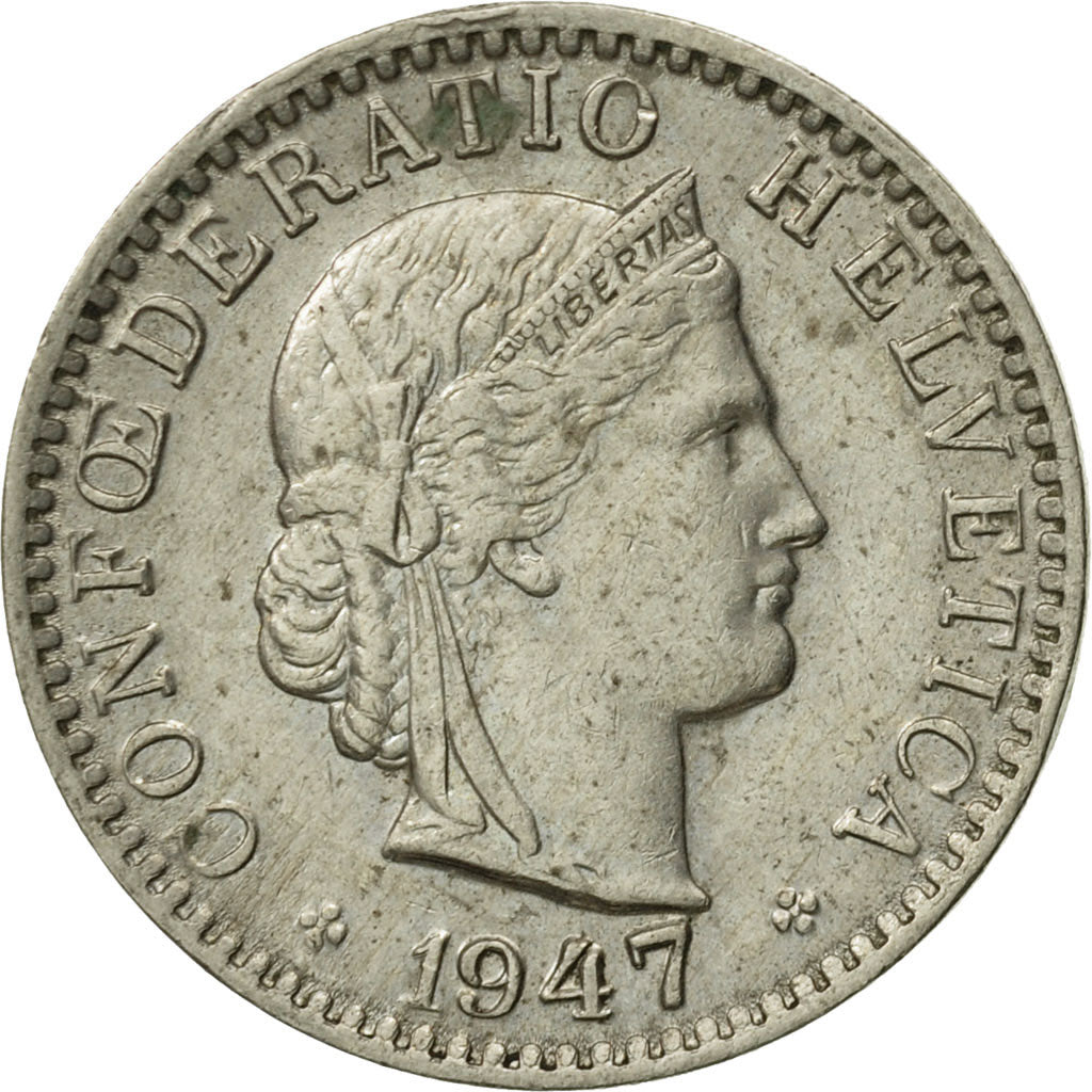 Coin, Switzerland, 20 Rappen, 1947, Bern, AU(50-53), Copper-nickel, KM:29a