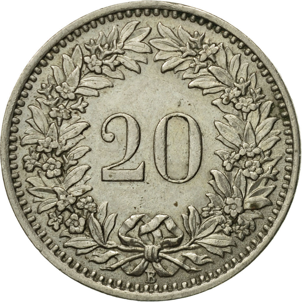Coin, Switzerland, 20 Rappen, 1947, Bern, AU(50-53), Copper-nickel, KM:29a