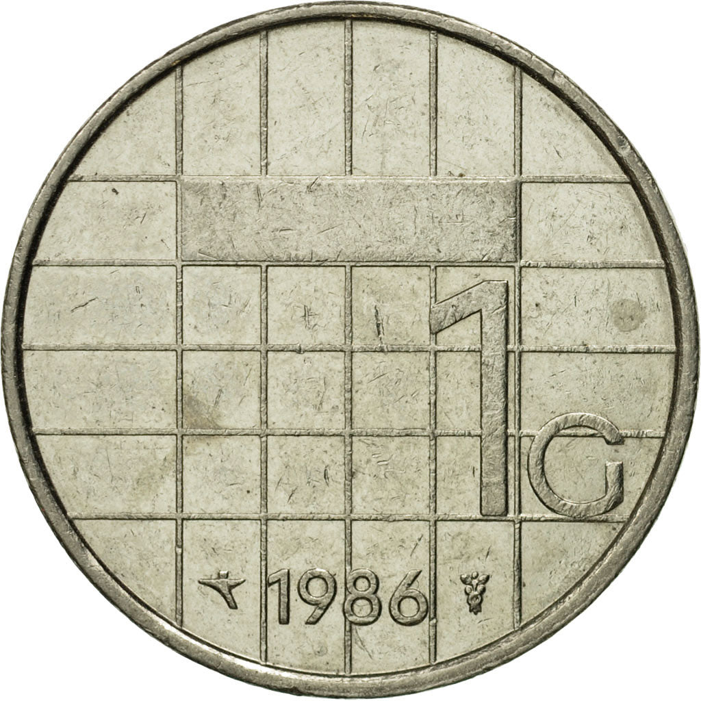 Moneda, Países Bajos, Beatrix, Gulden, 1986, MBC, Níquel, KM:205