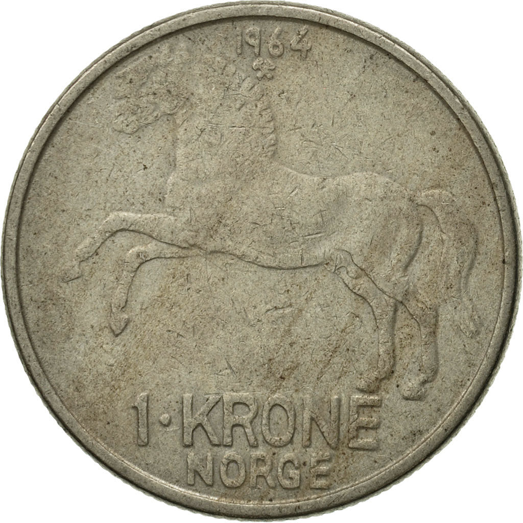 Coin, Norway, Olav V, Krone, 1964, EF(40-45), Copper-nickel, KM:409