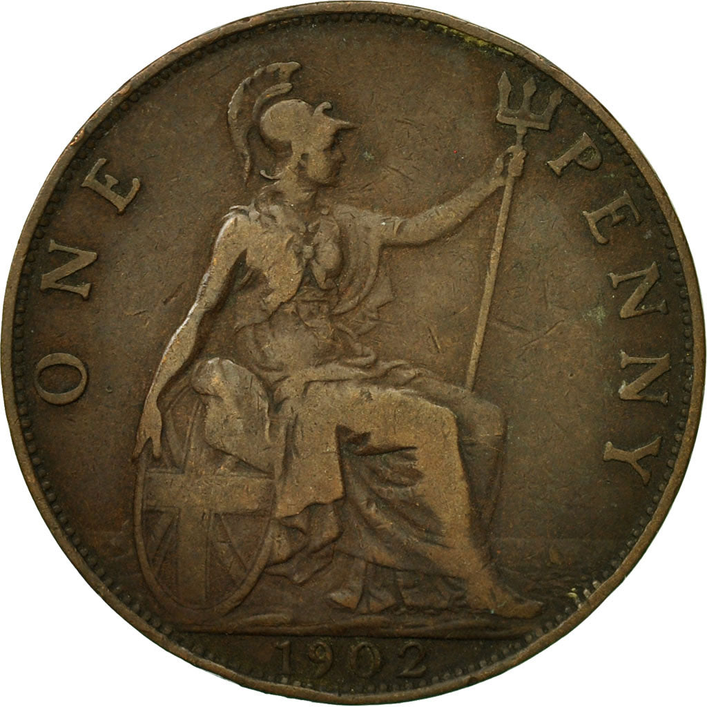 Coin, Great Britain, Edward VII, Penny, 1902, VF(30-35), Bronze, KM:794.1