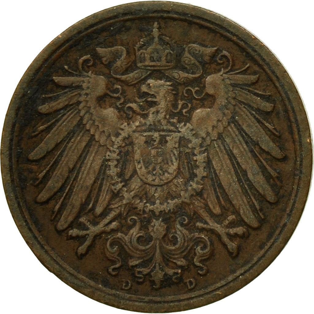 Coin, GERMANY - EMPIRE, Wilhelm II, Pfennig, 1913, Munich, EF(40-45), Copper