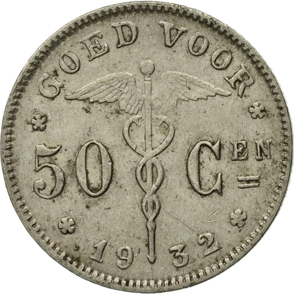 Coin, Belgium, 50 Centimes, 1932, EF(40-45), Nickel, KM:88