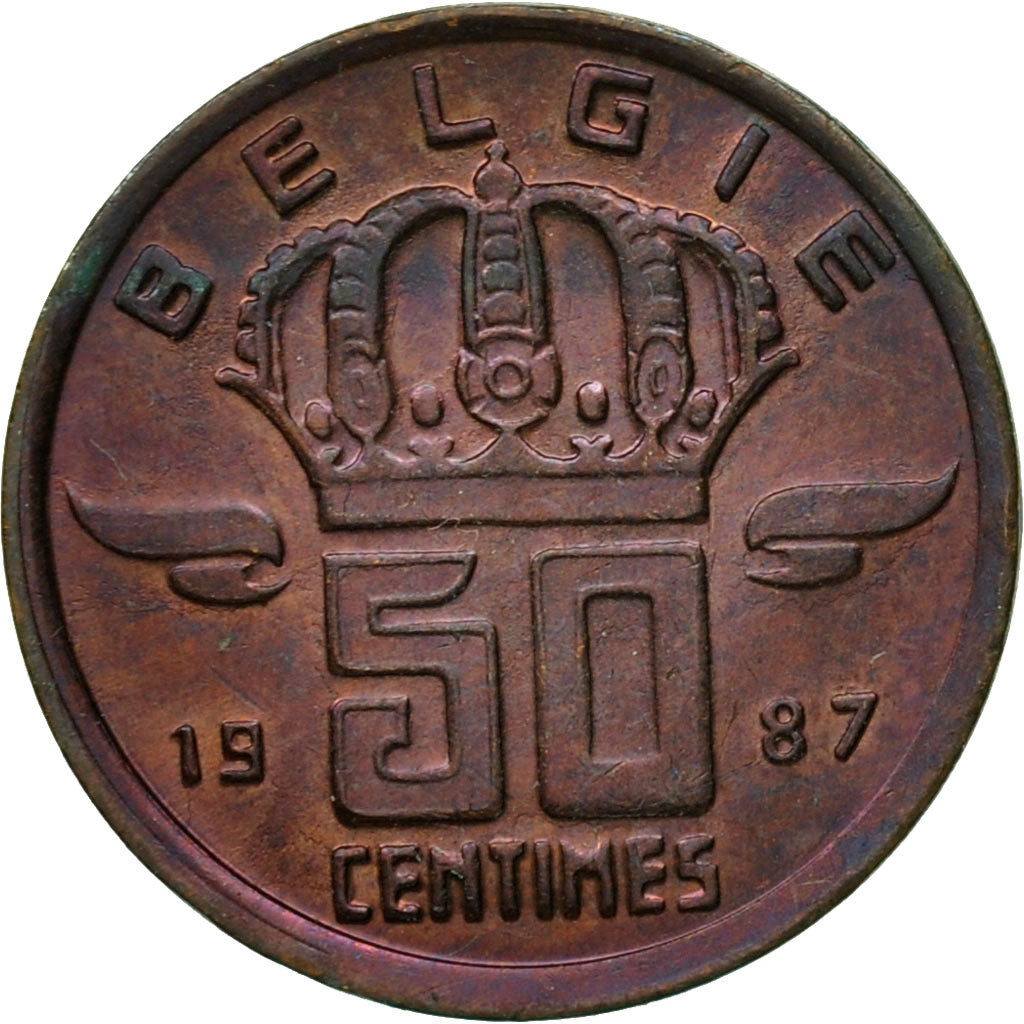Coin, Belgium, Baudouin I, 50 Centimes, 1987, AU(50-53), Bronze, KM:149.1