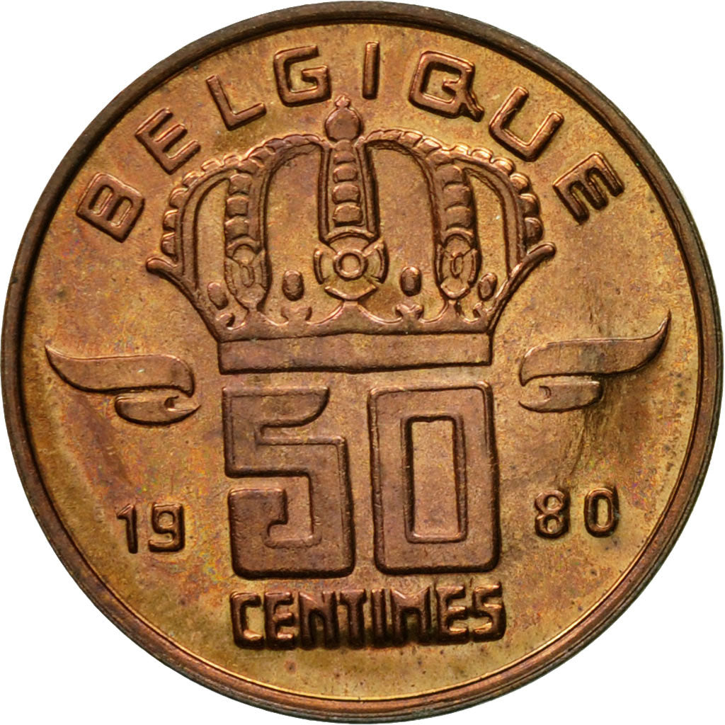 Moneta, Belgio, Baudouin I, 50 Centimes, 1980, SPL-, Bronzo, KM:148.1