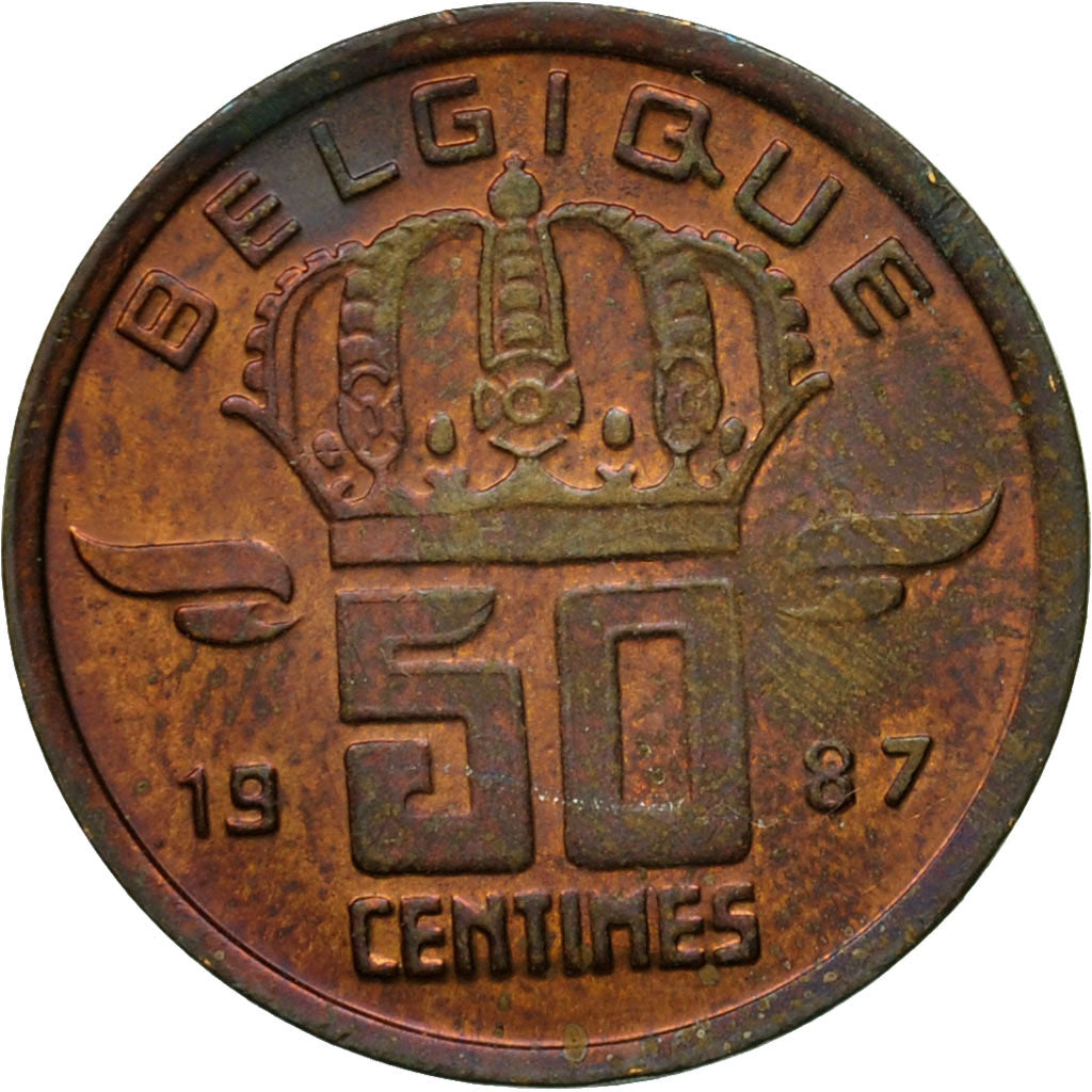 Moneta, Belgio, Baudouin I, 50 Centimes, 1987, MB+, Bronzo, KM:148.1