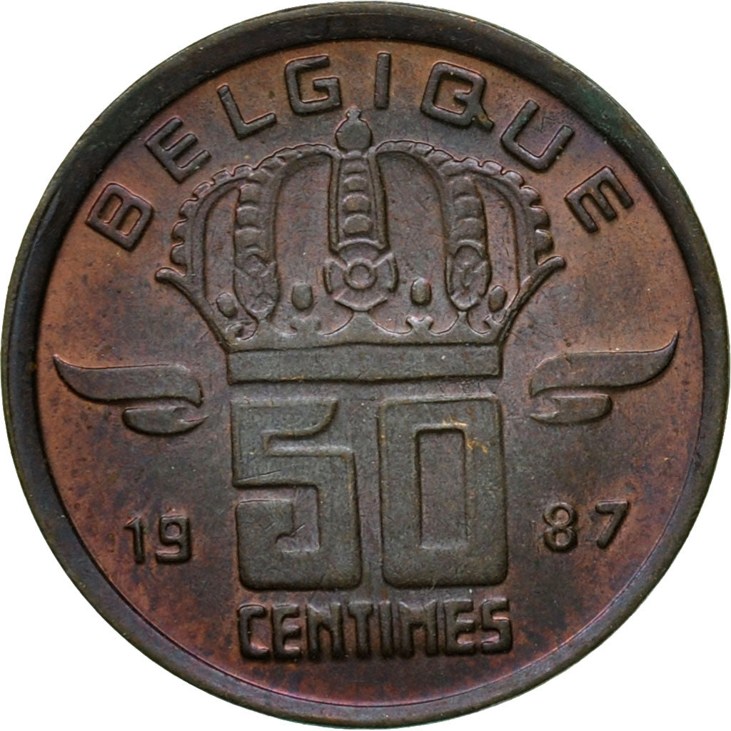 Coin, Belgium, Baudouin I, 50 Centimes, 1987, AU(50-53), Bronze, KM:148.1