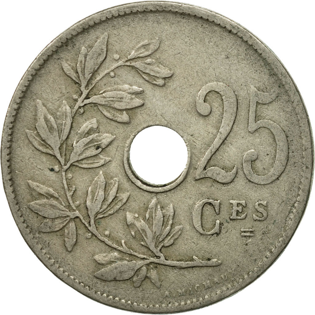 Coin, Belgium, 25 Centimes, 1909, VF(30-35), Copper-nickel, KM:62