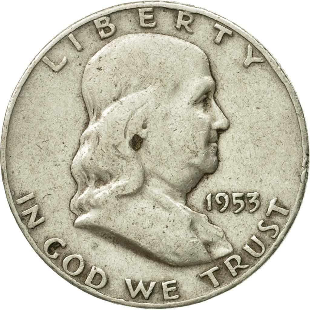 Coin, United States, Franklin Half Dollar, Half Dollar, 1953, U.S. Mint, Denver