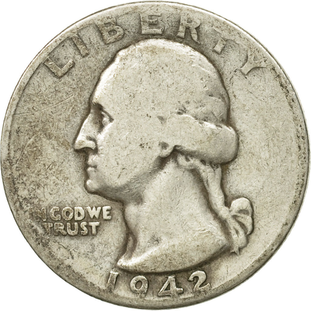 Coin, United States, Washington Quarter, Quarter, 1942, U.S. Mint, Philadelphia