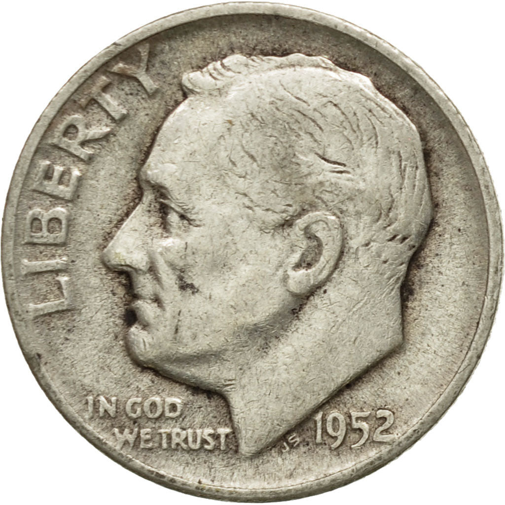 Coin, United States, Roosevelt Dime, Dime, 1952, U.S. Mint, Philadelphia