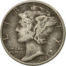Coin, United States, Mercury Dime, Dime, 1939, U.S. Mint, Philadelphia