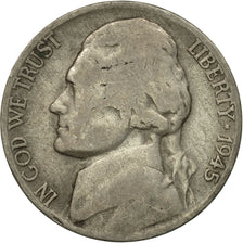 Monnaie, États-Unis, Jefferson Nickel, 5 Cents, 1945, U.S. Mint, Denver, TTB
