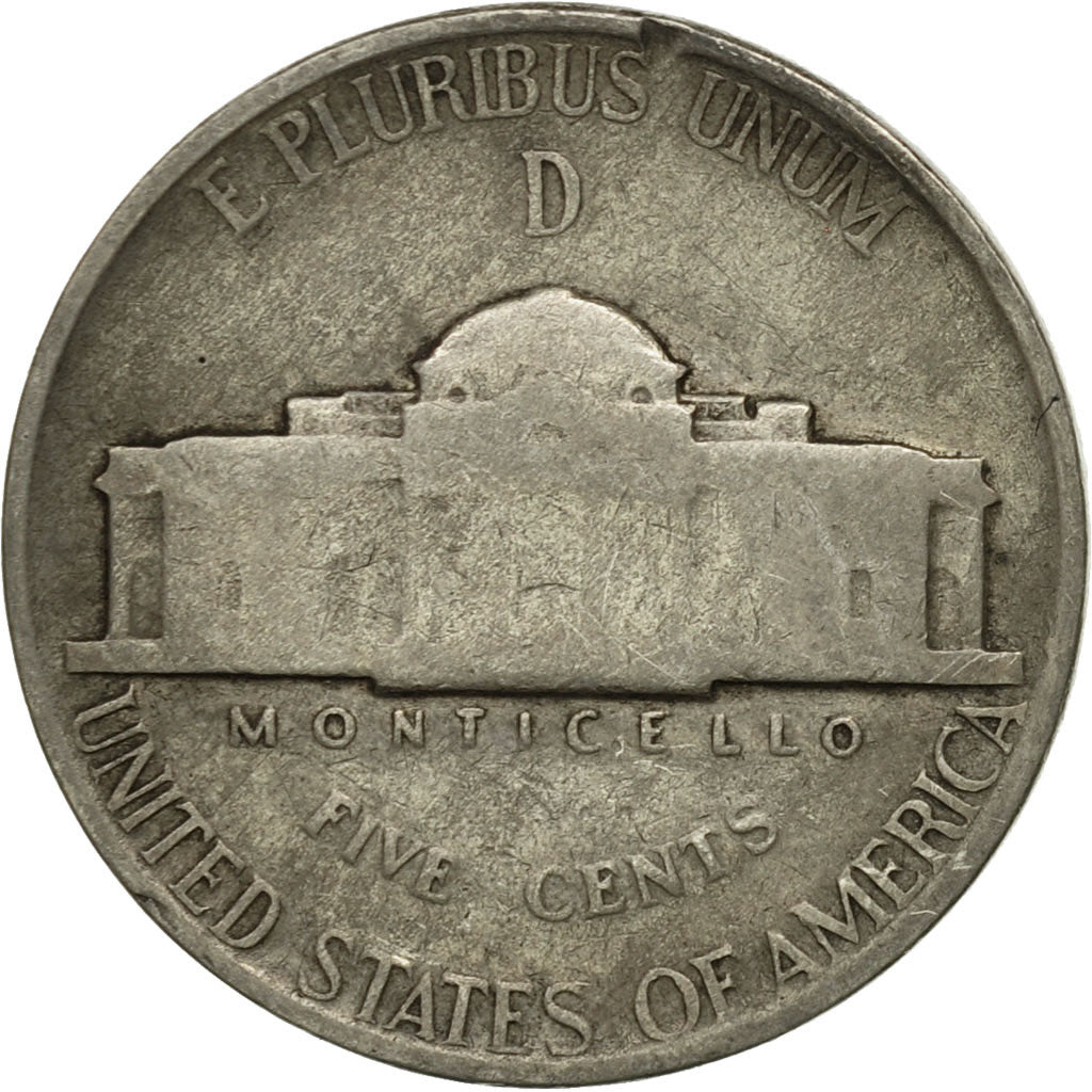 Monnaie, États-Unis, Jefferson Nickel, 5 Cents, 1945, U.S. Mint, Denver, TTB