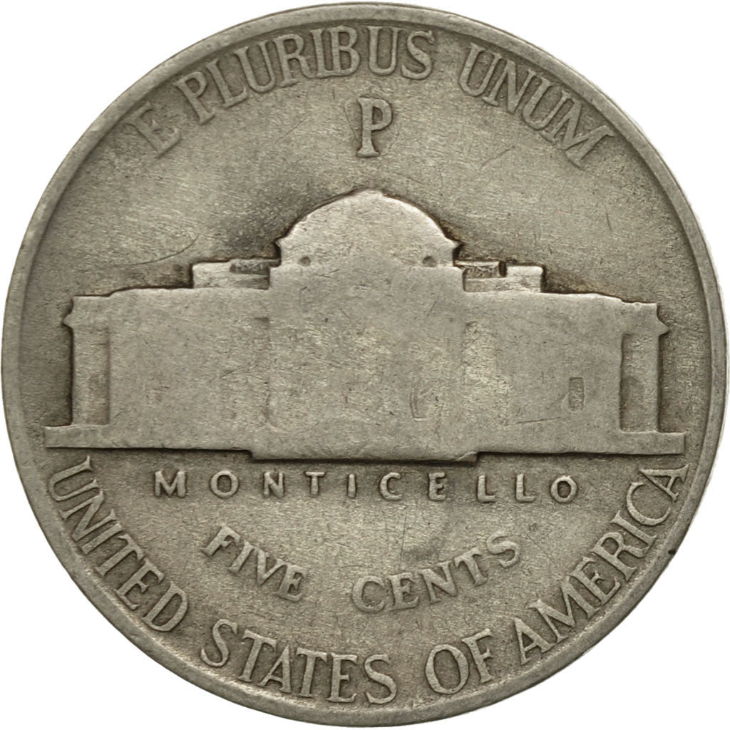 Coin, United States, Jefferson Nickel, 5 Cents, 1943, U.S. Mint, Philadelphia
