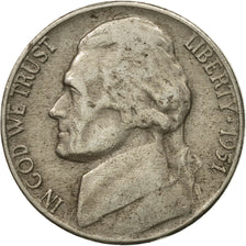 Moneda, Estados Unidos, Jefferson Nickel, 5 Cents, 1951, U.S. Mint