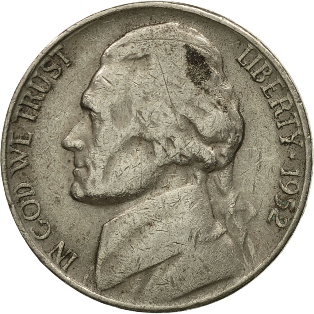 Moneda, Estados Unidos, Jefferson Nickel, 5 Cents, 1952, U.S. Mint