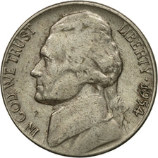 Coin, United States, Jefferson Nickel, 5 Cents, 1954, U.S. Mint, Denver