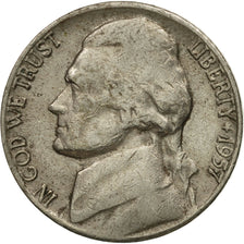 Coin, United States, Jefferson Nickel, 5 Cents, 1957, U.S. Mint, Denver