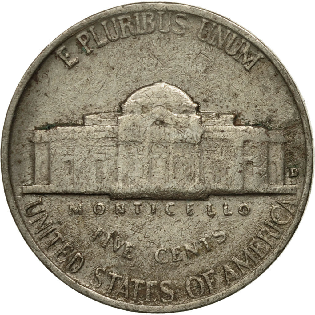Coin, United States, Jefferson Nickel, 5 Cents, 1957, U.S. Mint, Denver