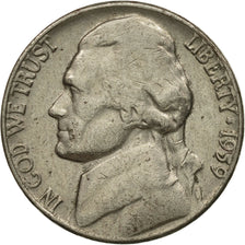 Monnaie, États-Unis, Jefferson Nickel, 5 Cents, 1959, U.S. Mint, Philadelphie