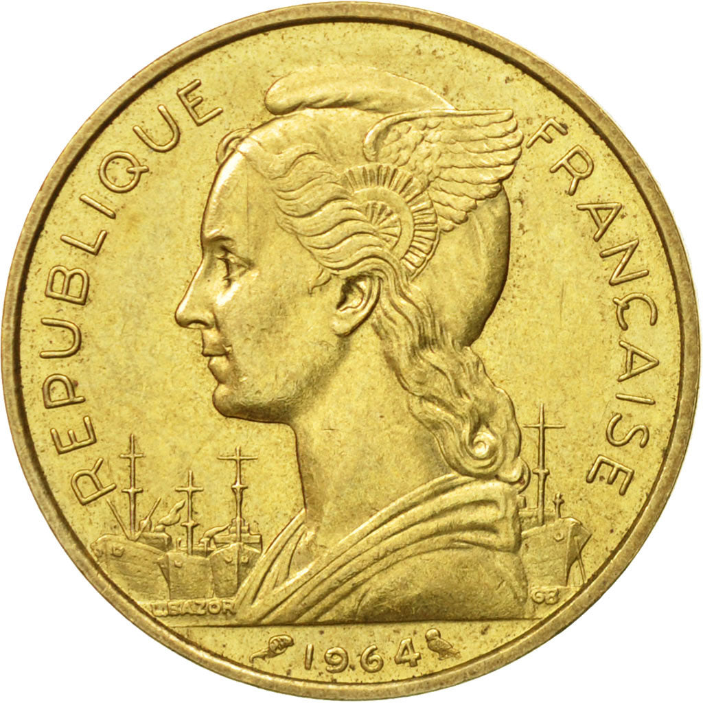 Coin, Comoros, 20 Francs, 1964, Paris, EF(40-45), Aluminum-Bronze, KM:8
