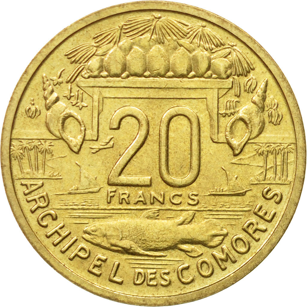 Coin, Comoros, 20 Francs, 1964, Paris, EF(40-45), Aluminum-Bronze, KM:8