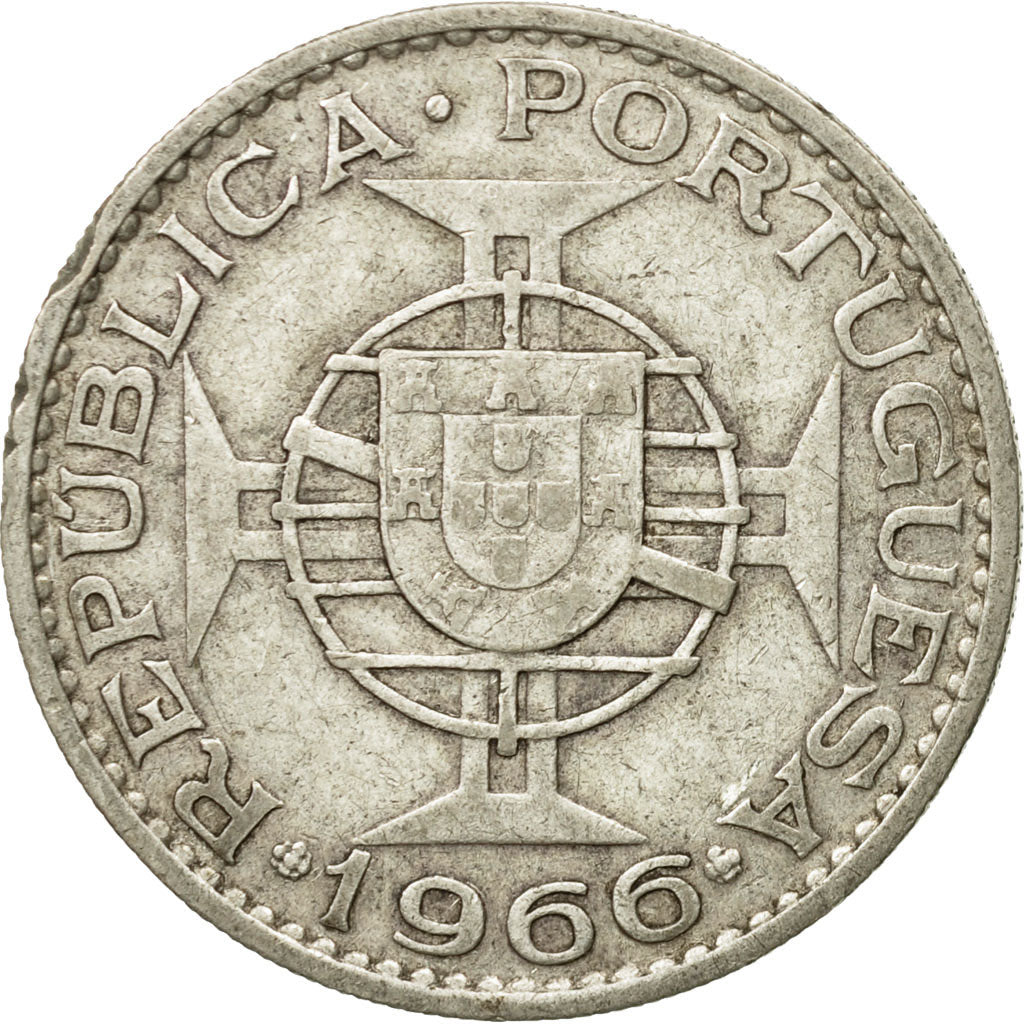 Coin, Mozambique, 20 Escudos, 1966, EF(40-45), Silver, KM:80a