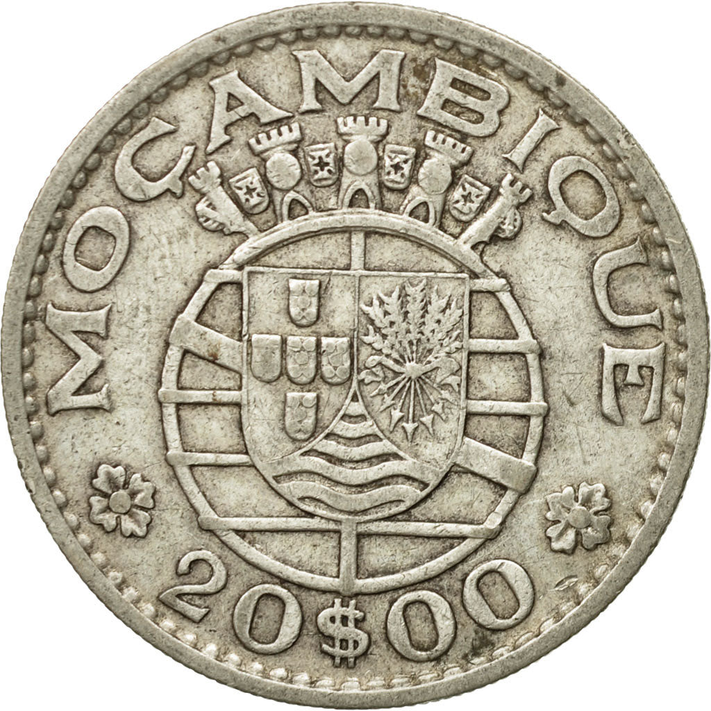 Coin, Mozambique, 20 Escudos, 1966, EF(40-45), Silver, KM:80a