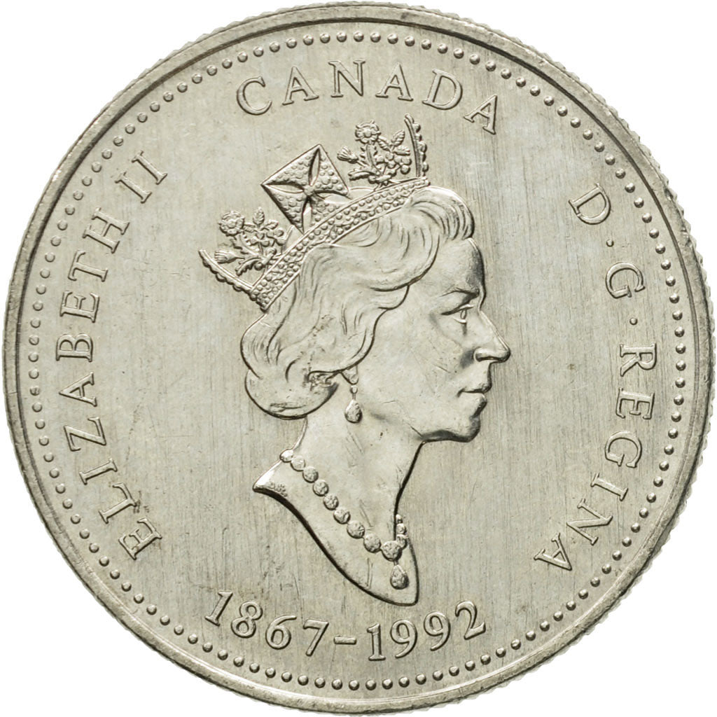 Coin, Canada, Elizabeth II, 25 Cents, 1992, Royal Canadian Mint, Ottawa