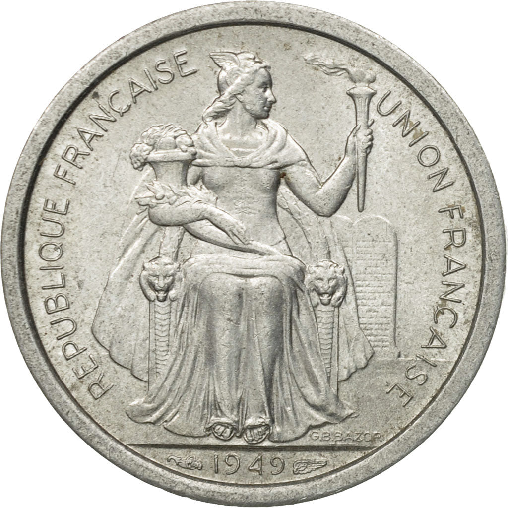 Coin, New Caledonia, Franc, 1949, Paris, VF(20-25), Aluminum, KM:2