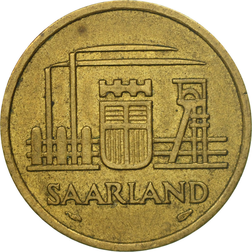 Coin, SAARLAND, 20 Franken, 1954, Paris, VF(30-35), Aluminum-Bronze, KM:2