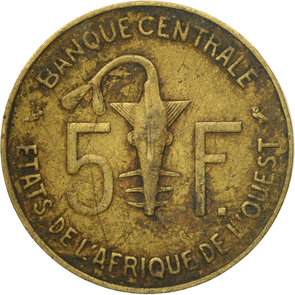 Coin, West African States, 5 Francs, 1960, Paris, EF(40-45), Aluminum-Bronze