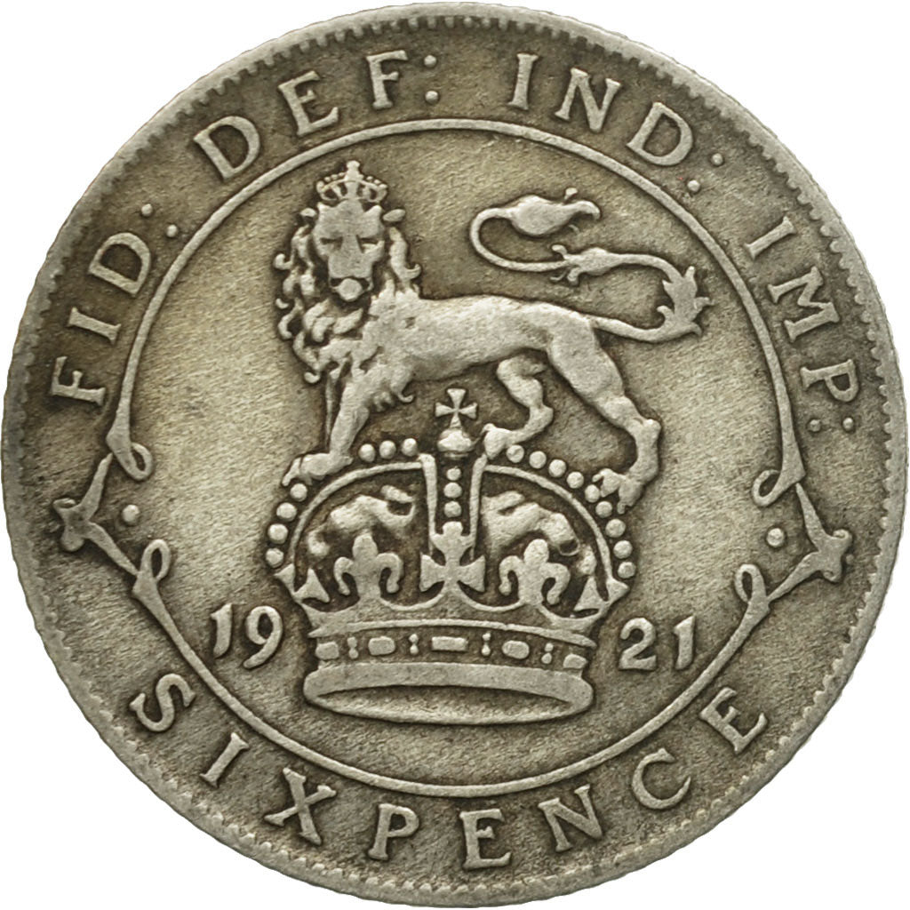 Coin, Great Britain, George V, 6 Pence, 1921, EF(40-45), Silver, KM:815a.1