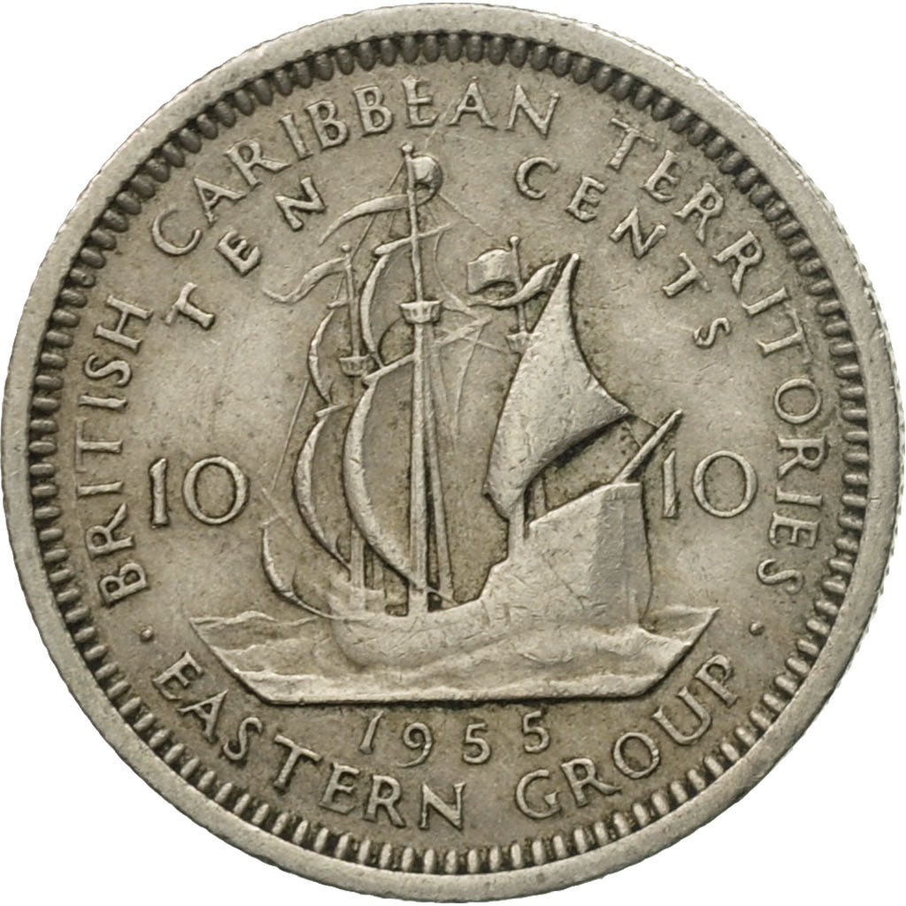Coin, East Caribbean States, Elizabeth II, 10 Cents, 1955, VF(30-35)