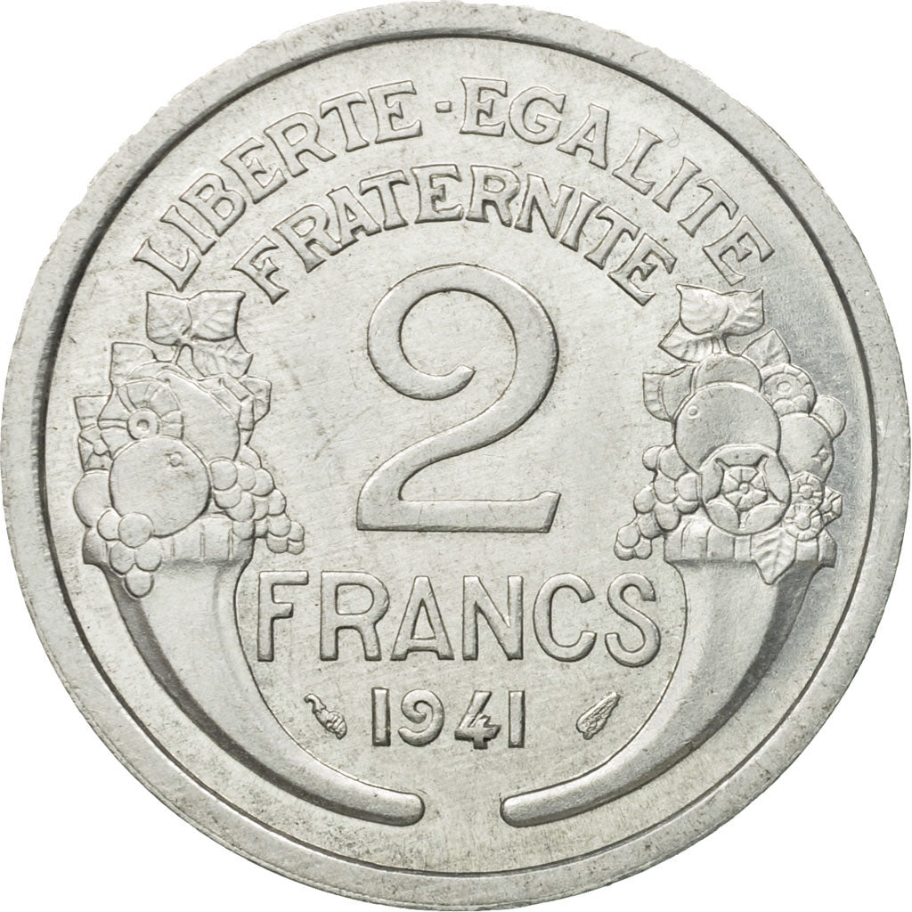 Coin, France, Morlon, 2 Francs, 1941, Paris, AU(50-53), Aluminum, KM:886a.1