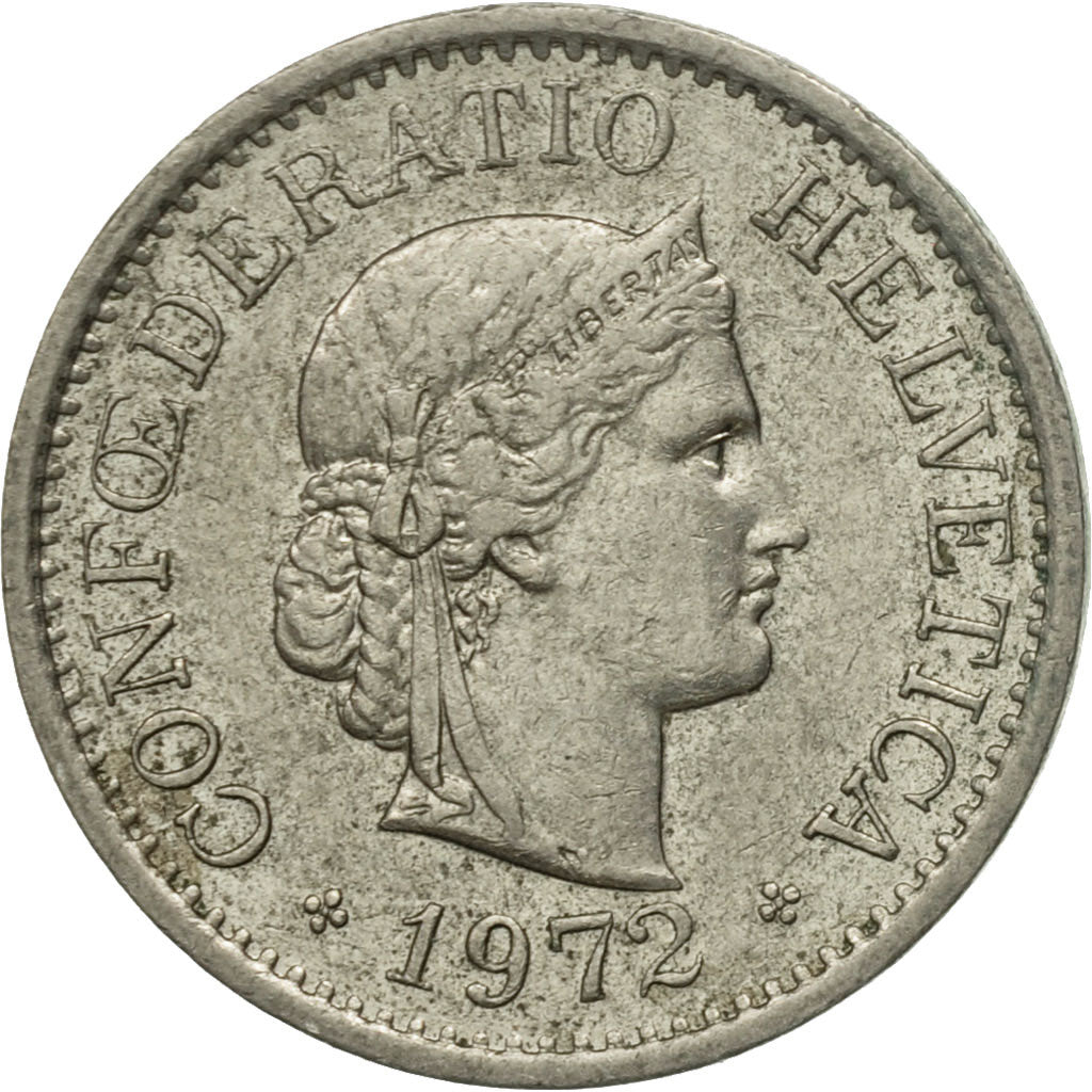 Coin, Switzerland, 10 Rappen, 1972, Bern, VF(20-25), Copper-nickel, KM:27