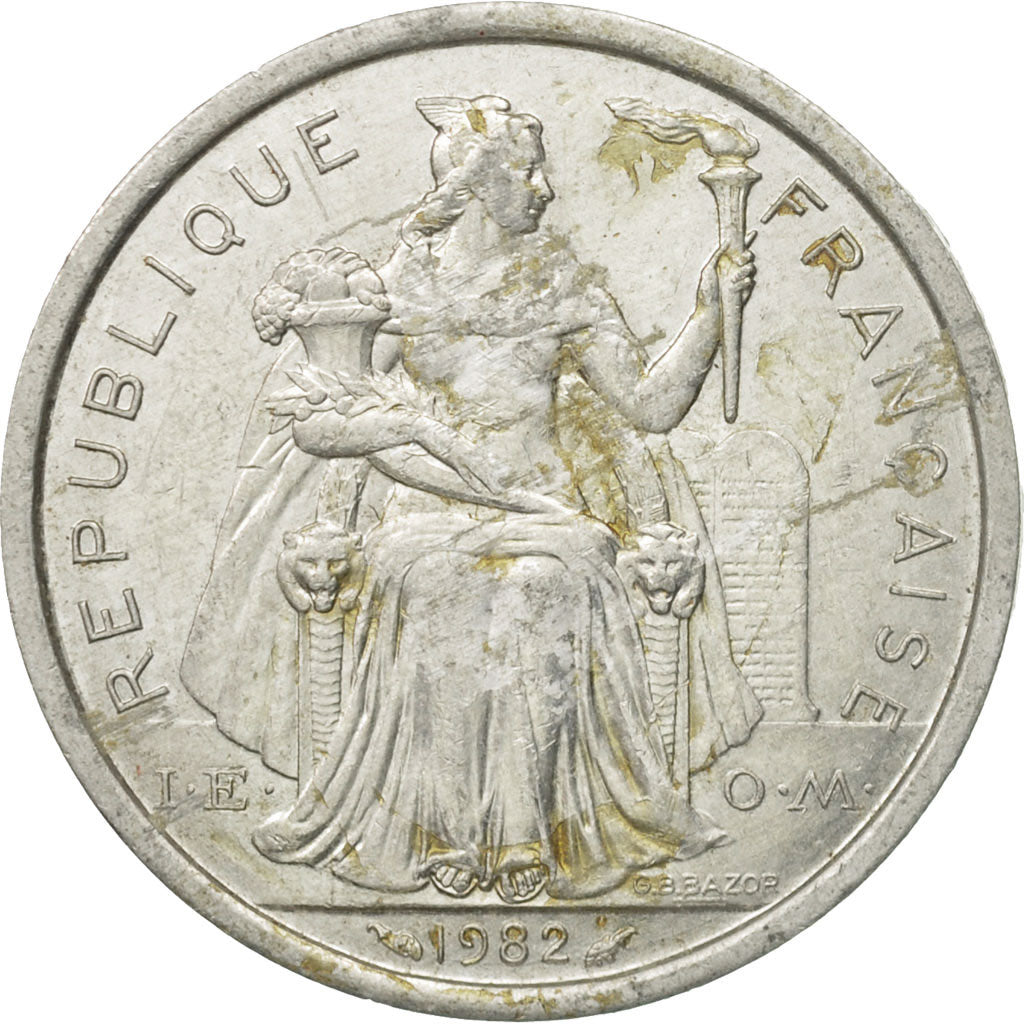 Coin, French Polynesia, 2 Francs, 1982, Paris, EF(40-45), Aluminum, KM:10