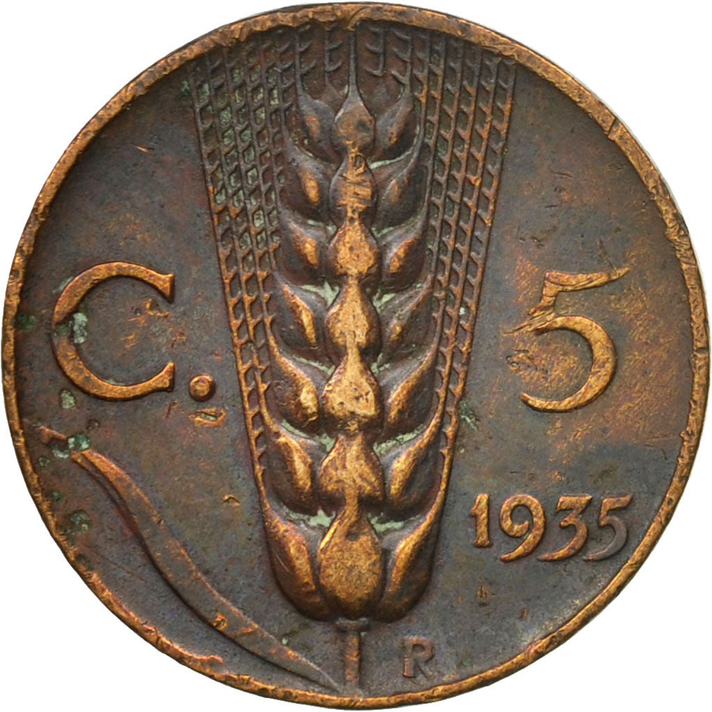 Coin, Italy, Vittorio Emanuele III, 5 Centesimi, 1935, Rome, EF(40-45), Bronze