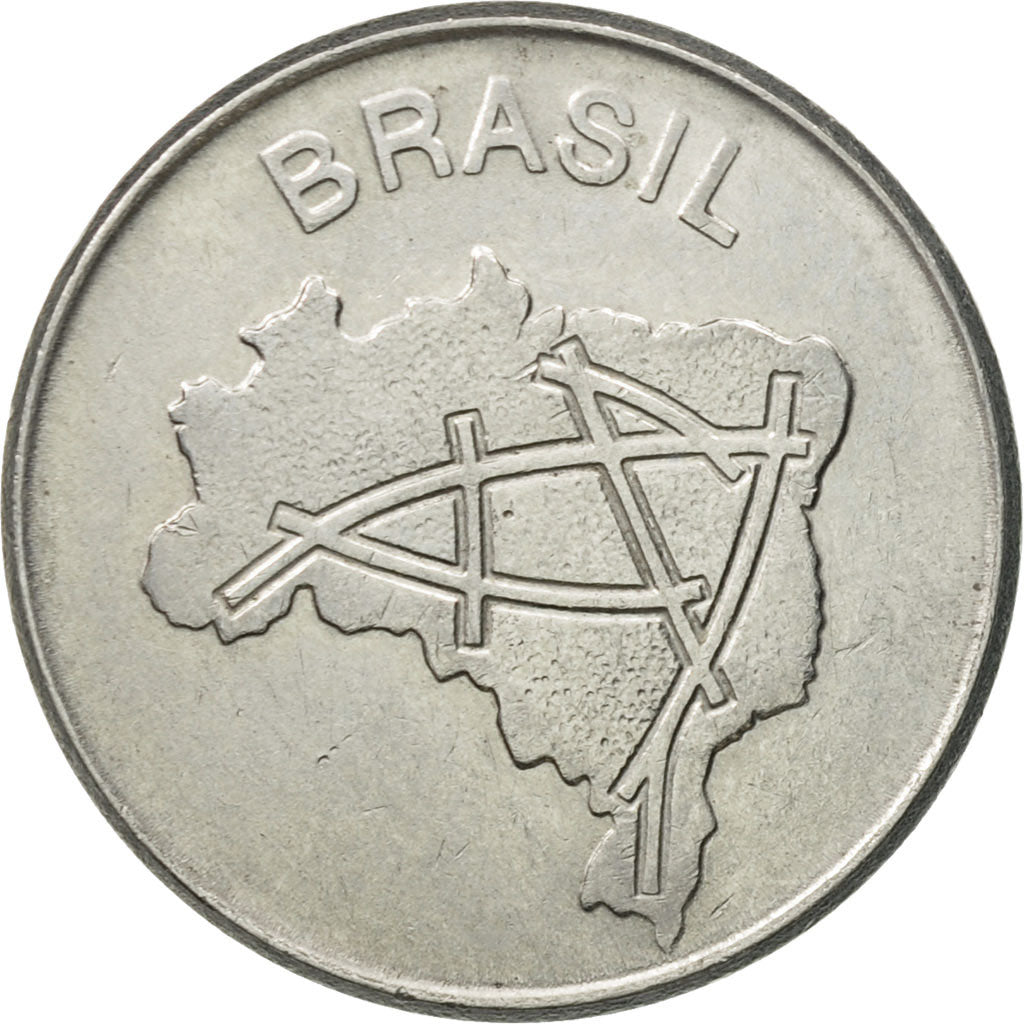 Moneda, Brasil, 10 Cruzeiros, 1982, MBC+, Acero inoxidable, KM:592.1