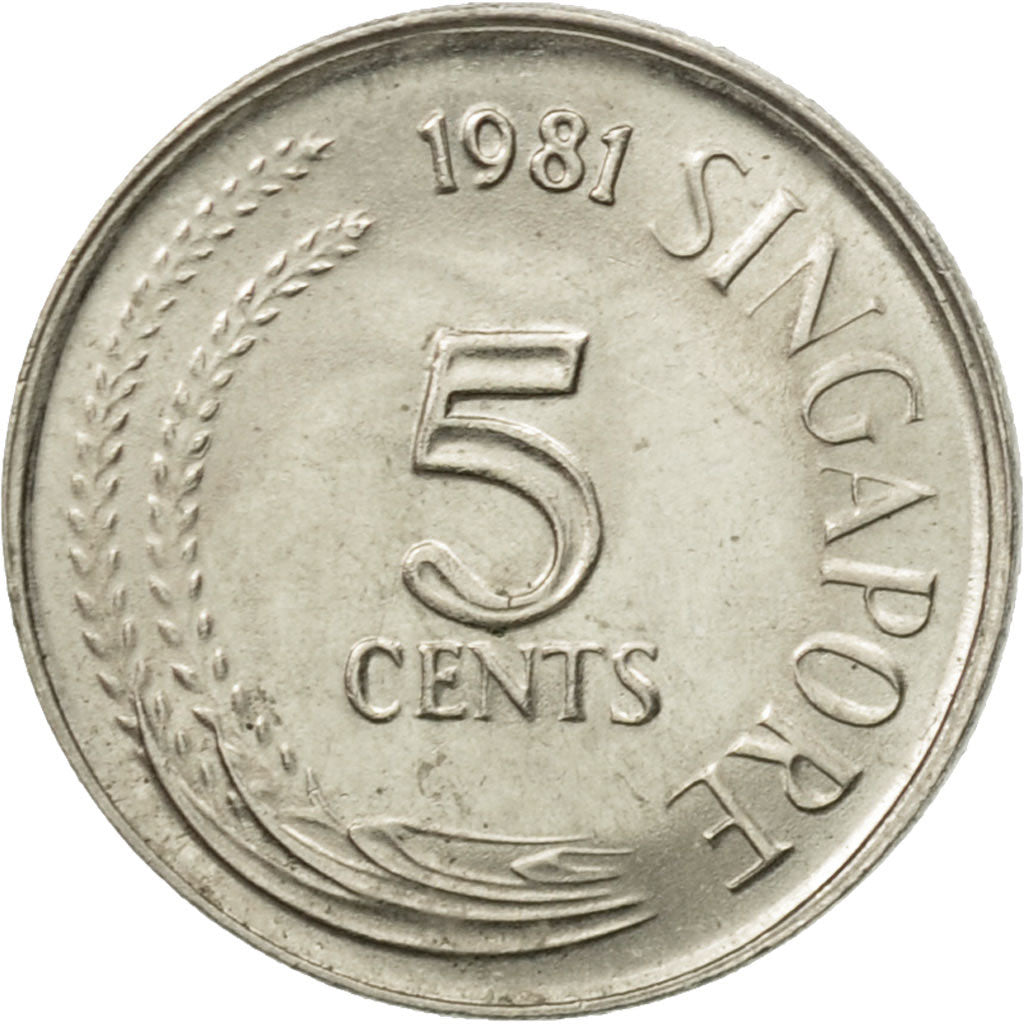 Coin, Singapore, 5 Cents, 1981, Singapore Mint, AU(50-53), Copper-nickel, KM:2