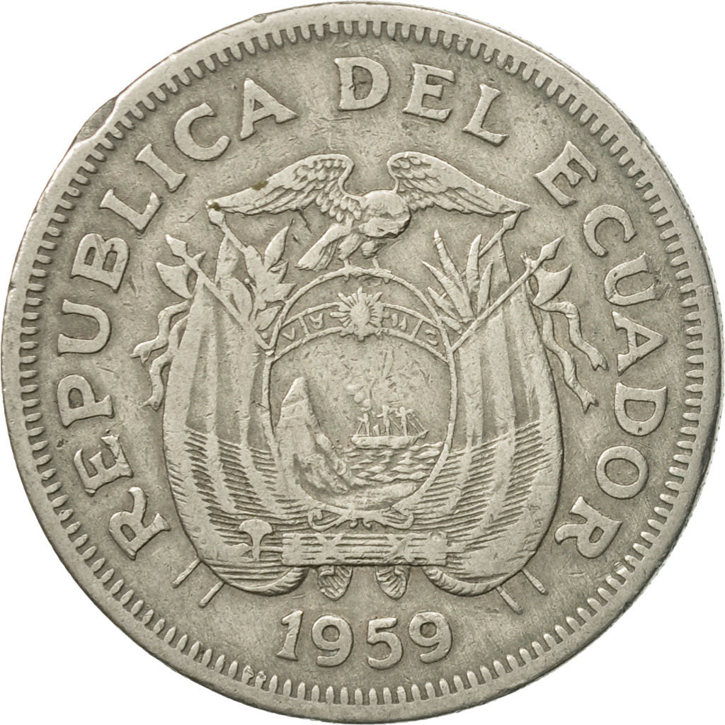 Coin, Ecuador, Sucre, Un, 1959, EF(40-45), Copper-nickel, KM:78a
