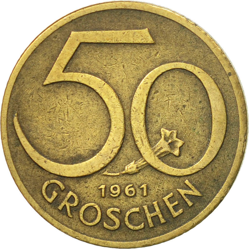 Coin, Austria, 50 Groschen, 1961, AU(50-53), Aluminum-Bronze, KM:2885