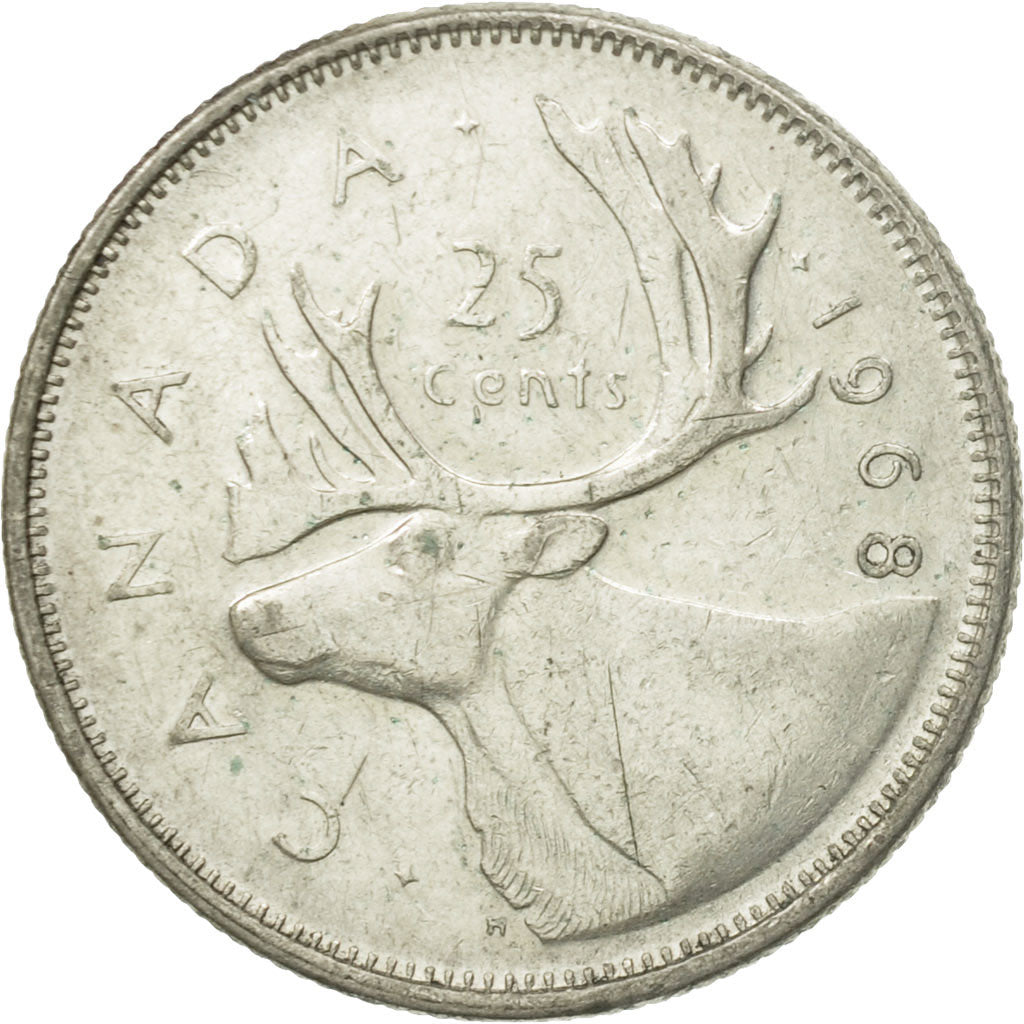 Coin, Canada, Elizabeth II, 25 Cents, 1968, Royal Canadian Mint, Ottawa
