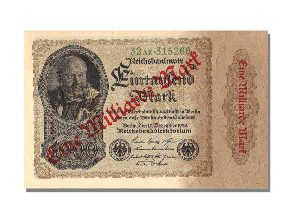 Germany, 1 Milliarde Mark on 1000 Mark, 1923, KM #113a, 1922-12-15, UNC(65-70),.