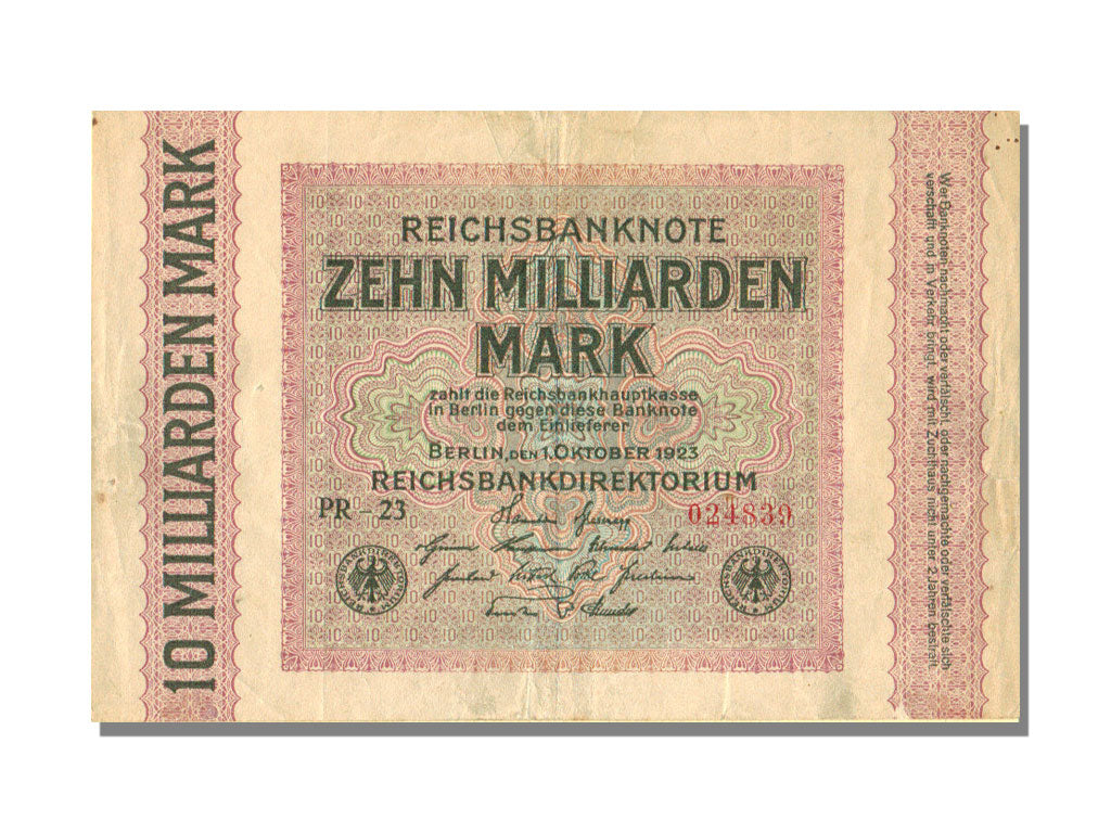 Germania, 10 Milliarden Mark, 1923, KM:117a, 1923-10-01, BB+
