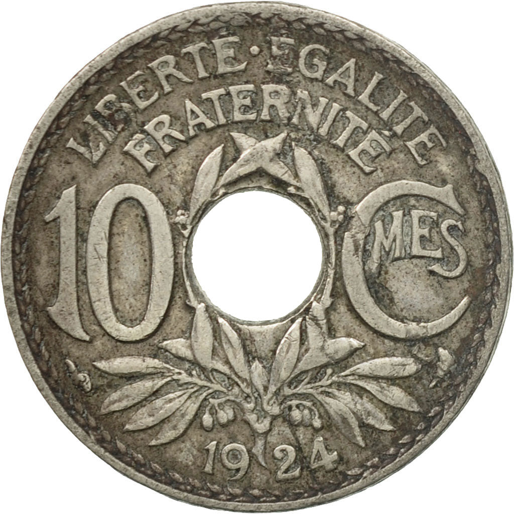 Moneta, Francja, Lindauer, 10 Centimes, 1924, Paris, VF(30-35), Miedź-Nikiel